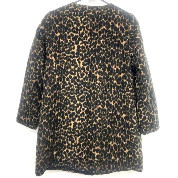 Talbots Black Tan Animal Leopard Print Button Up Wool Blend Coat - Picture 10 of 16